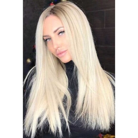 Ombre Platinum Blonde Wigs - Picture 1 of 6
